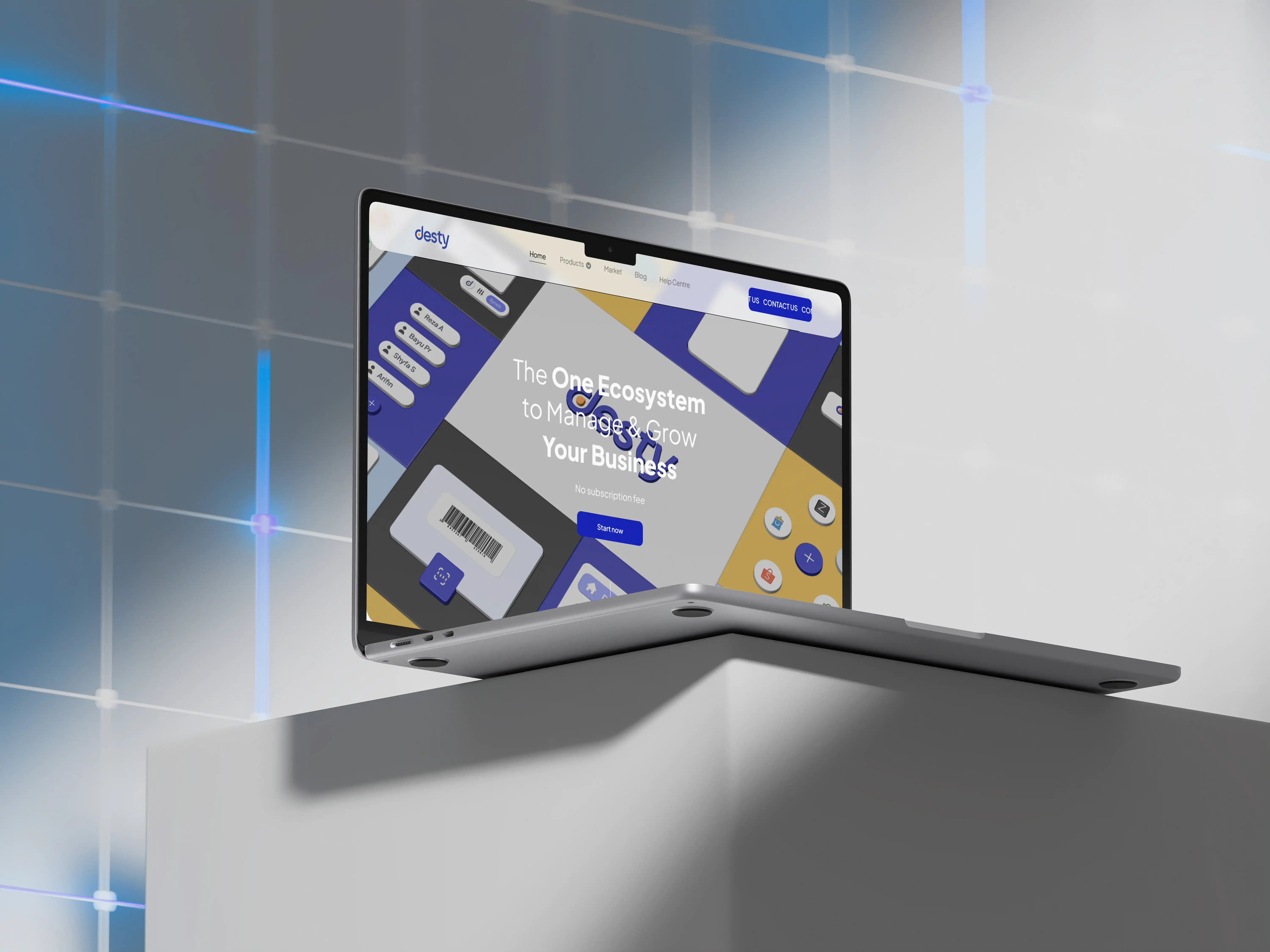 Modern architecture, abstract 3D rendering with repetitive patterns and vibrant colors.